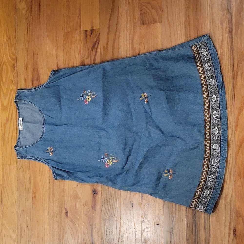 VINTAGE MARISOL DENIM EMBROIDERED  DRESS